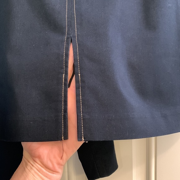 Navy Blue Skirt Suit with Tan Stitching - Picture 7 of 9